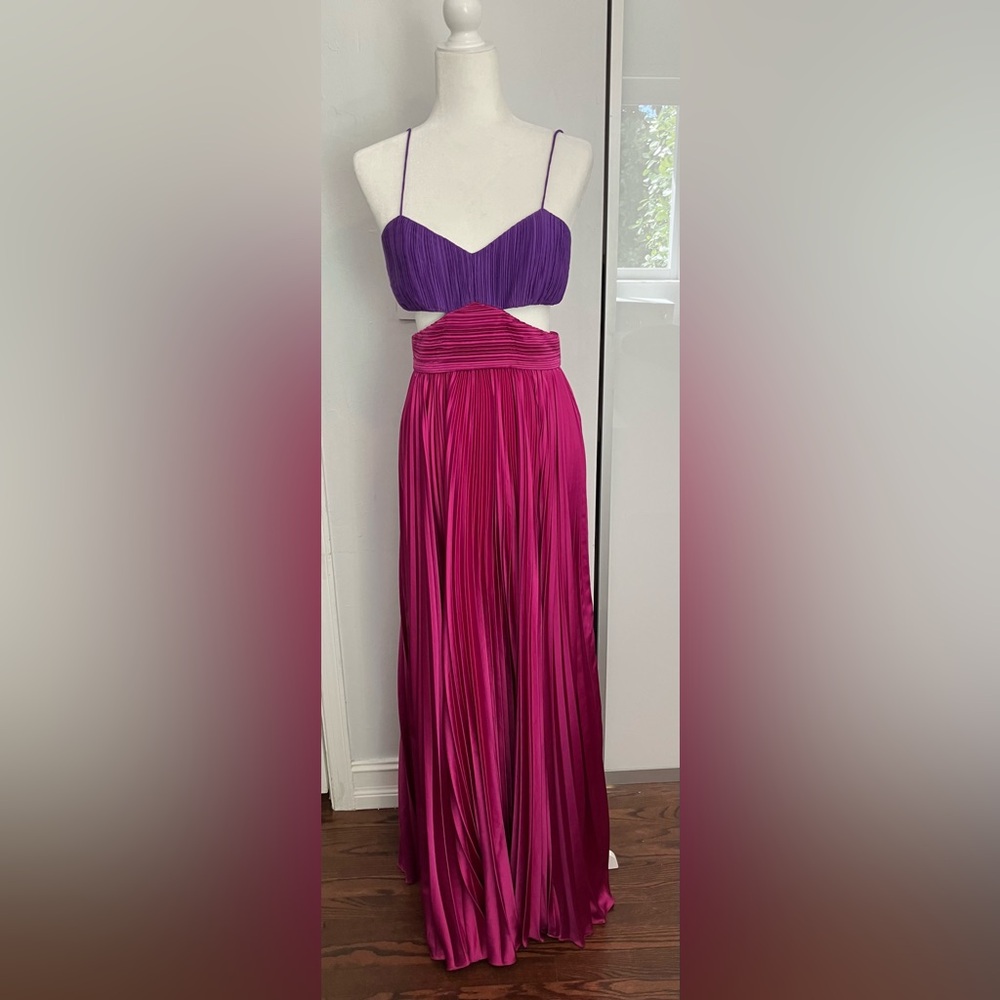 Amur Like New Long Formal Purple & Hot Pink Formal Gown